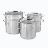 Vollrath Double Boiler, 12 qt Aluminum, Complete w/11 qt Inset, 12 qt Pot w/Plated Riveted Handles