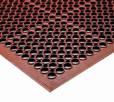 Choice 3' x 5' Red Rubber Grease-Resistant Anti-Fatigue Floor Mat with  Beveled Edge - 1/2 Thick