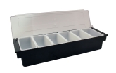 Culinary Essentials, 6-Compartment Bar Caddy, Black Plastic Frame & Hinge, Clear Lid