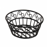 American Metalcraft, Bread Basket, Black Scroll Design, 8" dia.