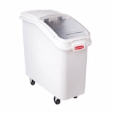 Rubbermaid, Ingredient Bin, Mobile, 21 gallon, 28" Deep, White Base/Clear Lid