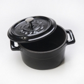 Arcata, Mini Round Casserole Dish w/Lid, 11.75 oz, 4" dia., Black, Cast Iron