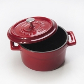 Arcata, Mini Round Casserole Dish w/Lid, 11.75 oz, 4" dia., Red, Cast Iron