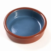 Arcata, Round Dish, Terracotta, Blue/Natural, 5 oz, 4" dia.