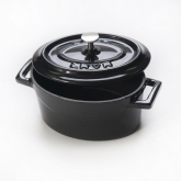 Arcata, Mini Oval Casserole Dish, 14.25 oz, 3 1/2" x 4 3/4", Black, Cast Iron, w/Lid