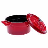 Arcata, Mini Oval Casserole Dish, 14.25 oz, 3 1/2" x 4 3/4", Red, Cast Iron, w/Lid