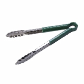 Culinary Essentials, Utility Tong, 12"L, S/S, Green Handle