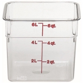 Cambro, CamSquare Food Container, 6 qt, 7 1/4" Deep, Clear