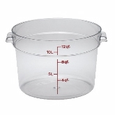 Cambro, Camwear Round Storage Container, 12 qt, 8 3/8" Deep, Clear