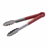 Culinary Essentials, Utility Tong, 12"L, S/S, Red Handle