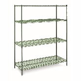 Culinary Essentials, Green Epoxy Covered Wire Shelving Kit, 18" x 36" x 74"H