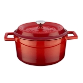 Arcata, Cast Iron Casserole Dish, Round, 3 qt, Red