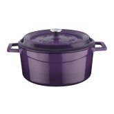 Arcata, Cast Iron Casserole Dish, Round, 4.75 qt, Purple