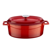 Arcata, Cast Iron Casserole Dish, Oval, 5 qt, Red