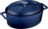 Arcata, Cast Iron Casserole Dish, Oval, 6.75 qt, Blue