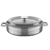 Arcata, Cast Iron Casserole Dish, Multi Purpose, Round, 3.7 qt, Gray