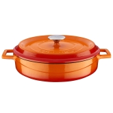 Arcata, Cast Iron Casserole Dish, Multi Purpose, Round, 6 qt, Orange