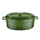 Arcata, Cast Iron Casserole Dish, Oval, 5 qt, Green