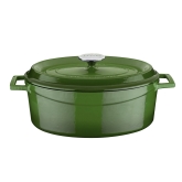 Arcata, Cast Iron Casserole Dish, Oval, 5 qt, Green