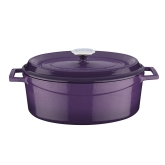 Arcata, Cast Iron Casserole Dish, Oval, 5 qt, Purple