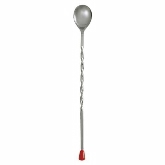 Culinary Essentials, Bar Spoon, 11"L, w/Red Cap, Twisted Handle, S/S