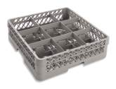 Culinary Essentials, 9-Comp Glass Rack, (1) 9-Comp Extender, Comp Size: 5 7/8" Square, 4 13/16"H Max Inside, Open Bottom & Sidewall