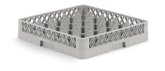 Culinary Essentials, 25-Comp Glass Rack, Comp Size: 3 1/2" Square, 3 1/4"H Max Inside, Open Bottom & Sidewall, Grey