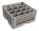 Culinary Essentials, 16-Comp Glass Rack, (3) 16-Comp Extenders, Comp Size: 4 3/8" Square, 7 7/8"H Max Inside, Open Bottom & Sidewall