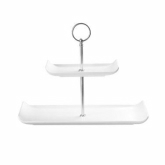 Churchill China, 2-Tier Plate Tower, Alchemy Balance, 8 1/2", Top Rect Plate 6 3/4"