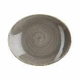 Churchill China, Oval Plate, 7 3/4" x 6 5/16", Peppercorn Grey, Stonecast