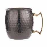 American Metalcraft, Hammered Moscow Mule Mug, 16 oz, Black, Brass Handle