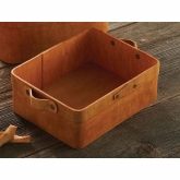 American Metalcraft, Basket, Poplar Wood, w/Handles, 8 1/2" x 5 3/4" x 2 3/4"