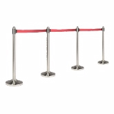 American Metalcraft, Barrier Post and Base System, 40", Retractable Red Nylon Tape