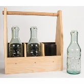 Oneida Hospitality Milk Crate, Modern Farm, Wood, Includes (3) Glass Bottles
