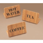 CAL-MIL, "HOT WATER" Beverage Sign, 3" x 2", Bamboo