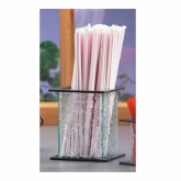 CAL-MIL, Square Straw Holder, Glacier, 5 1/2" H, Faux Glass/Acrylic