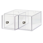 CAL-MIL, Display Bin, 12"W x 12"D x 6"H, (2) Acrylic Doors w/Knobs, Clear