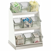 CAL-MIL, 3-Tier Condiment Display, Luxe, S/S, 9 Bins/Glass Jars