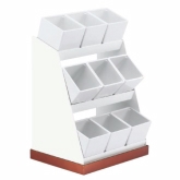 CAL-MIL, 3-Tier Condiment Display, Luxe, S/S, 9 Bins/Melamine Jars