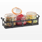 CAL-MIL, Rustic Jar Condiment Display Set, Black, Includes 3 17 oz Jars, 12 3/4" x 5"