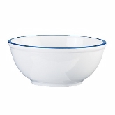 CAL-MIL, Enamelware Bowl, 8 1/8" dia., Melamine, White w/Blue Rim