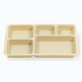 Cambro, Tray-on-Tray 5-Compartment Meal Delivery, 14 3/8" x 10 9/16", Beige