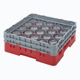 Cambro, Camrack Glass Rack, w/ 5 Extenders, Full Size, 20 Compartments, 10 1/8" Max. H, Cranberry