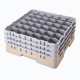 Cambro, Camrack Glass Rack, w/ 4 Extenders, Full Size, 36 Compartments, 8 1/2" Max. H, Beige