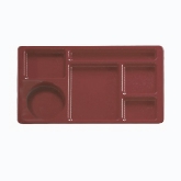 Cambro Camwear Tray, Rectangular, 9" x 15", Co-polymer, 6 Compartments, Cranberry