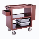 Cambro Service Cart, Open Design, Three Shelves, Polyethylene Exterior, 5" Casters, Coffee Beige