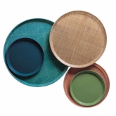 Cambro Serving Camtray, Round, 10" dia., Fiberglass Country Oak,