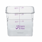 Cambro, Allergen Safe CamSquare Food Container, 12 qt, 8 3/4" Deep, Purple/Clear