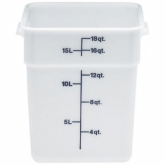 Cambro, CamSquare Food Container, 18 quart, 12 5/8" Deep, White, w/Handles