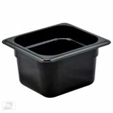 Cambro, H-Pan, 1/6 Size, 4" Deep, Black, Hi-Temp, Polysulfone